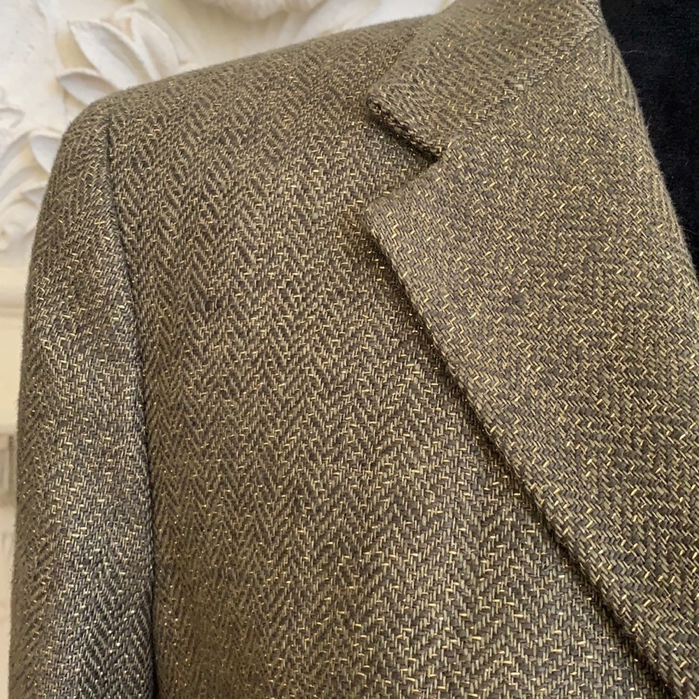 RALPH LAUREN GORGEOUS LINEN & GOLD METALLIC WOVEN JACKET..PERFECT & MINT - Picture 2 of 10